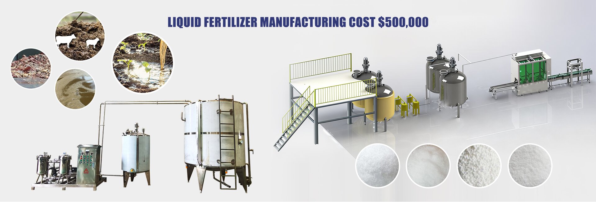 Liquid fertilizer manufacturing plant cost $500,000